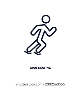 man skating icon. Thin line man skating icon from behavior and action collection. Outline vector isolated on white background. Editable man skating symbol can be used web and mobile