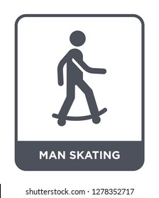 man skating icon vector on white background, man skating trendy filled icons from Behavior collection, man skating vector illustration