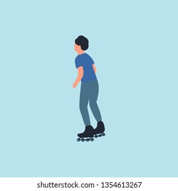 Man skating isolated on a light background. Colorful flat vector illustration.