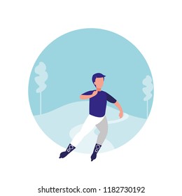 man skating in landscape avatar character