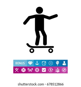 Man Skating on Skateboard Icon