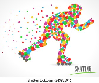 man skating, skating sports with polka dots design - vector eps10