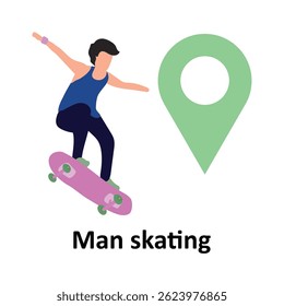 Man skating :Vector Icon which can easily modify or edit
