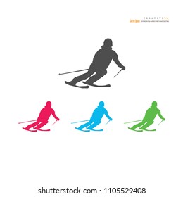 man with ski equipment.snowboard.vector illustration.