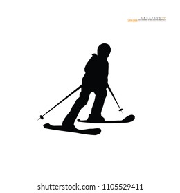 man with ski equipment.snowboard.vector illustration.