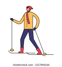 man with ski in the winter season