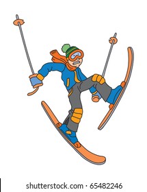 Man is skiing cartoon vector illustration