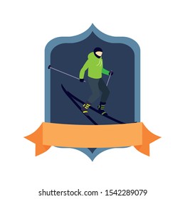 man skiing extreme sport and lifestyle vector illustration