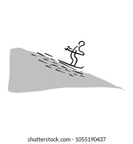 man skiing sliding from the mountain vector illustration sketch hand drawn with black lines isolated on white background