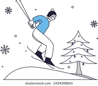 A man skiing in the snow