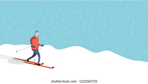 Man skiing winter time