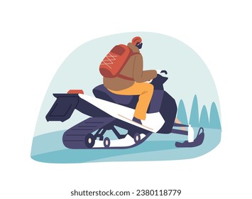 Man Skillfully Maneuvers A Snowmobile Through The Pristine Winter Landscape, Leaving A Trail Of Powder In His Wake