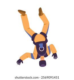 Man Skydiver in Flight Free Falling with Parachute Vector Illustration