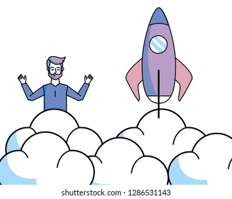 man with skyrocket
