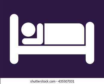 Man sleep in bed icon . Vector illustration