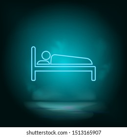 Man, sleep blue neon vector icon. Simple element illustration from map and navigation concept. Man, sleep blue neon vector icon. Real estate concept vector illustration.