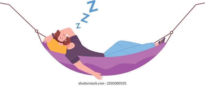 Man sleep in hammock color icon. Relaxation symbol isolated on white background