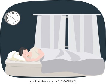 A man sleep more early for having enough sleep