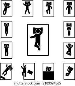 Man Sleep On Back With Arm Thrown Over Head Icon In A Collection With Other Items