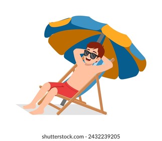 man sleep on beach under the umbrella