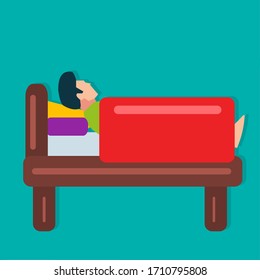 man sleep on the bed vector illustration in flat style