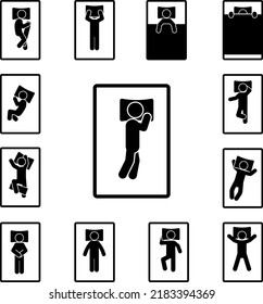 man sleep on one side icon in a collection with other items