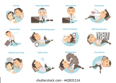 Man with sleep problems. Vector illustration