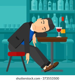Hombre durmiendo en el bar. 