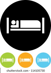 Man sleeping in bed at Motel - Vector icon isolated