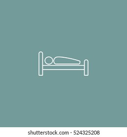 man sleeping in bed outline icon vector, for mobile and web design 