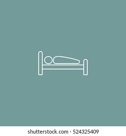 man sleeping in bed outline icon vector, for mobile and web design 