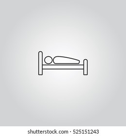 man sleeping in bed outline icon vector, for mobile and web design 