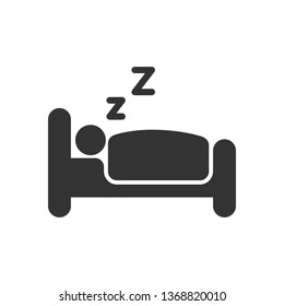 man sleeping with blanket on bed vector icon isolated on white background. man sleeping on bed flat icon for web and ui design