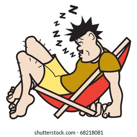 Man sleeping in chair clip art.