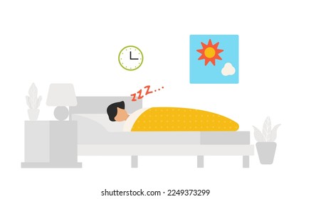 Man sleeping during day light illustration 