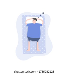 Man is sleeping in his bed cartoon character.