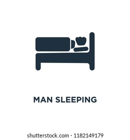 Man Sleeping icon. Black filled vector illustration. Man Sleeping symbol on white background. Can be used in web and mobile.