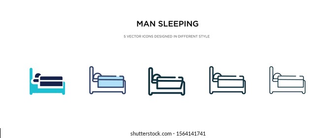 man sleeping icon in different style vector illustration. two colored and black man sleeping vector icons designed in filled, outline, line and stroke style can be used for web, mobile, ui