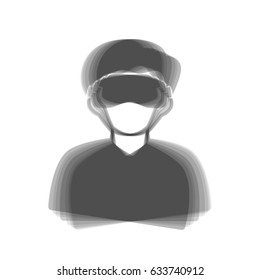 Man with sleeping mask sign. Vector. Gray icon shaked at white background.