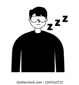 man sleeping with mask white background