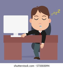 Man sleeping in the office, tired employee