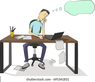 Man sleeping on armchair at workplace