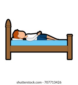 man sleeping on the bed