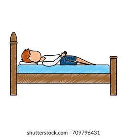 man sleeping on the bed