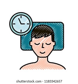 man sleeping on the bed clock time