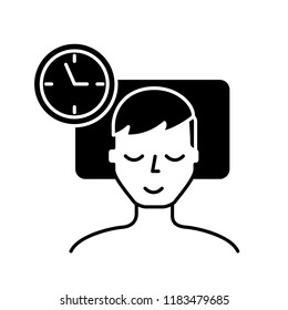 man sleeping on the bed clock time