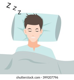 Man sleeping on the bed-vector