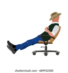 Man sleeping on chair and bowed his head to his chest. Vector illustration