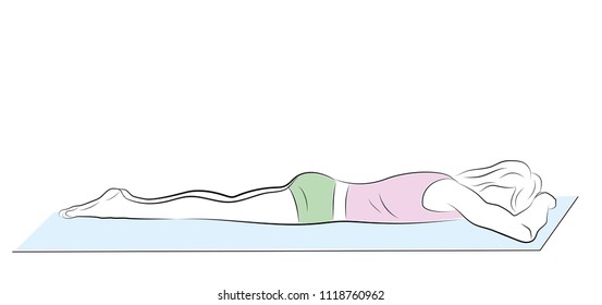 the man is sleeping on his stomach. sleeping poses. vector illustration.