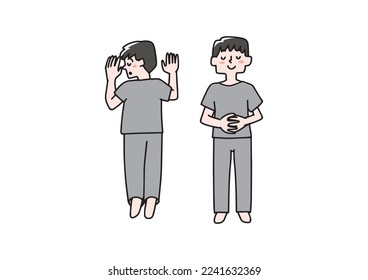 A man sleeping on his stomach and a man sleeping on his back